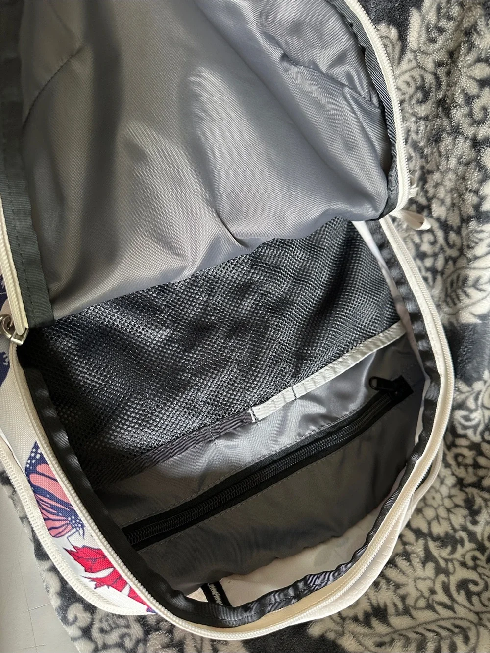 The north face great shape white Jester gardenia floral leaf print backpack